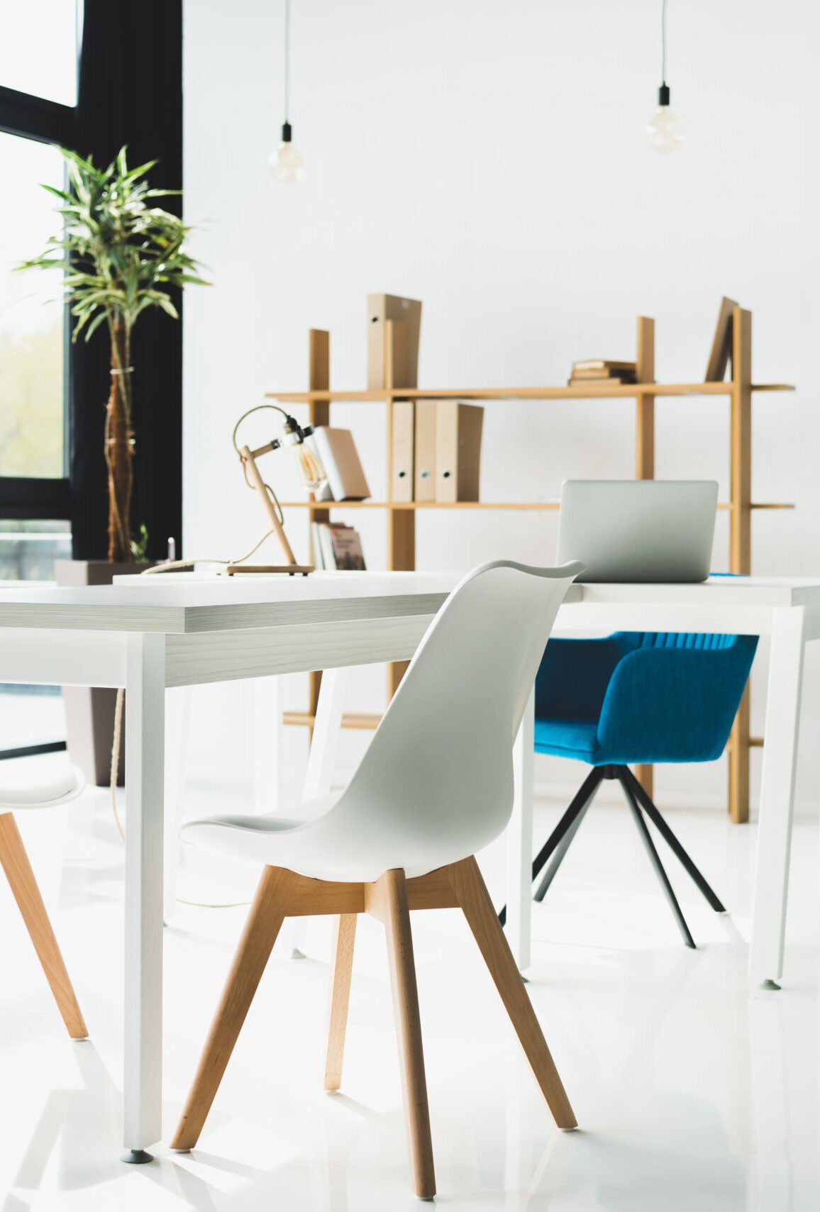 Evolved office with blue chair